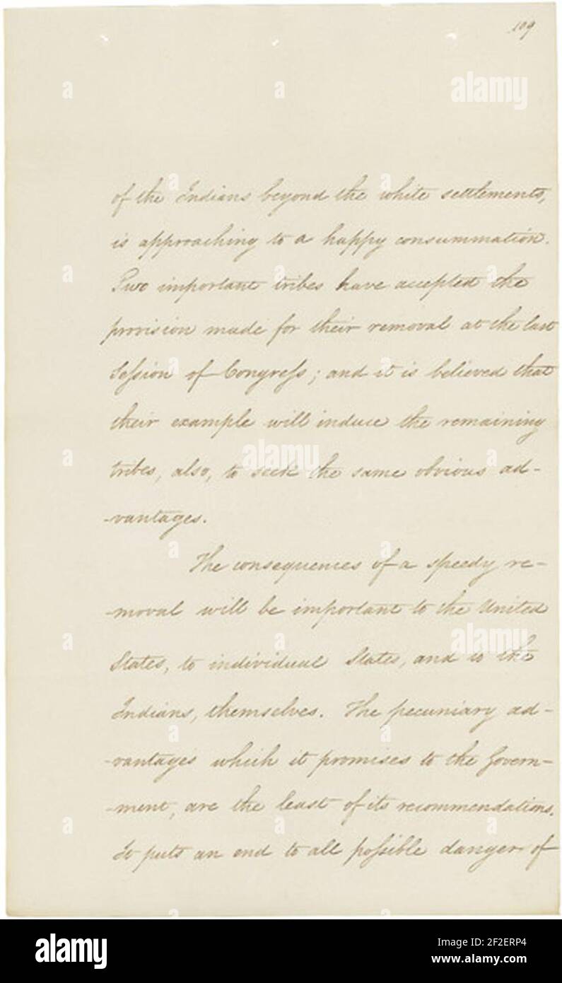 Messaggio del presidente Andrew Jackson al Congresso ''on Indian Removal'', 12-06-1830, pagina 3-7 (6022922381). Foto Stock