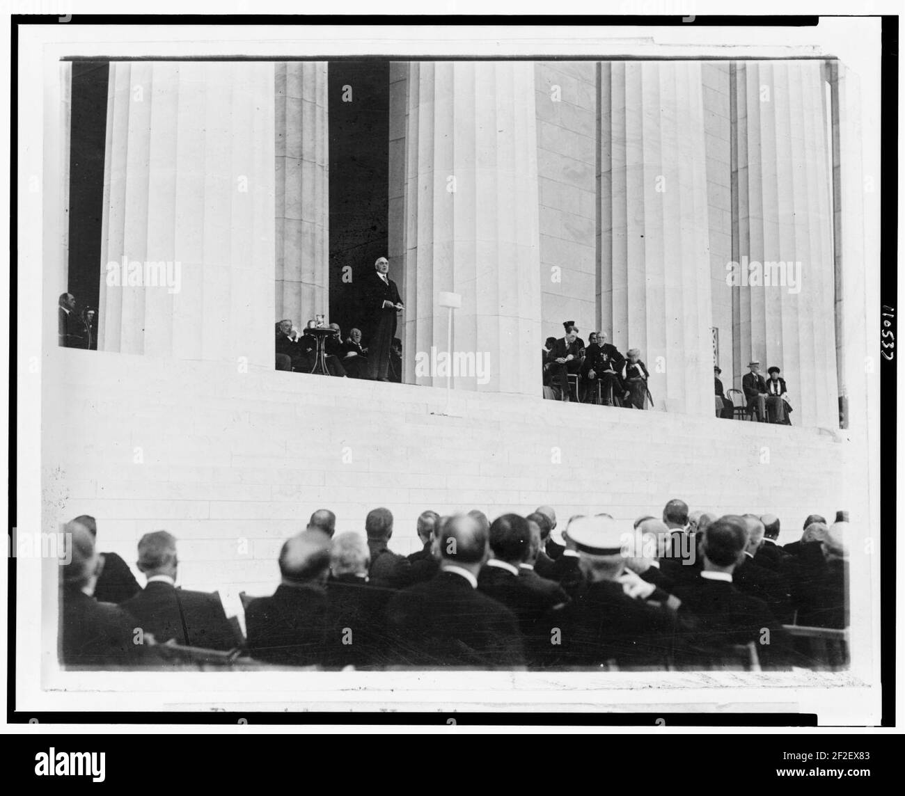 Il presidente Harding ha scattato (cioè, ha scattato) oggi alle cerimonie di dedicazione del Lincoln Memorial Foto Stock