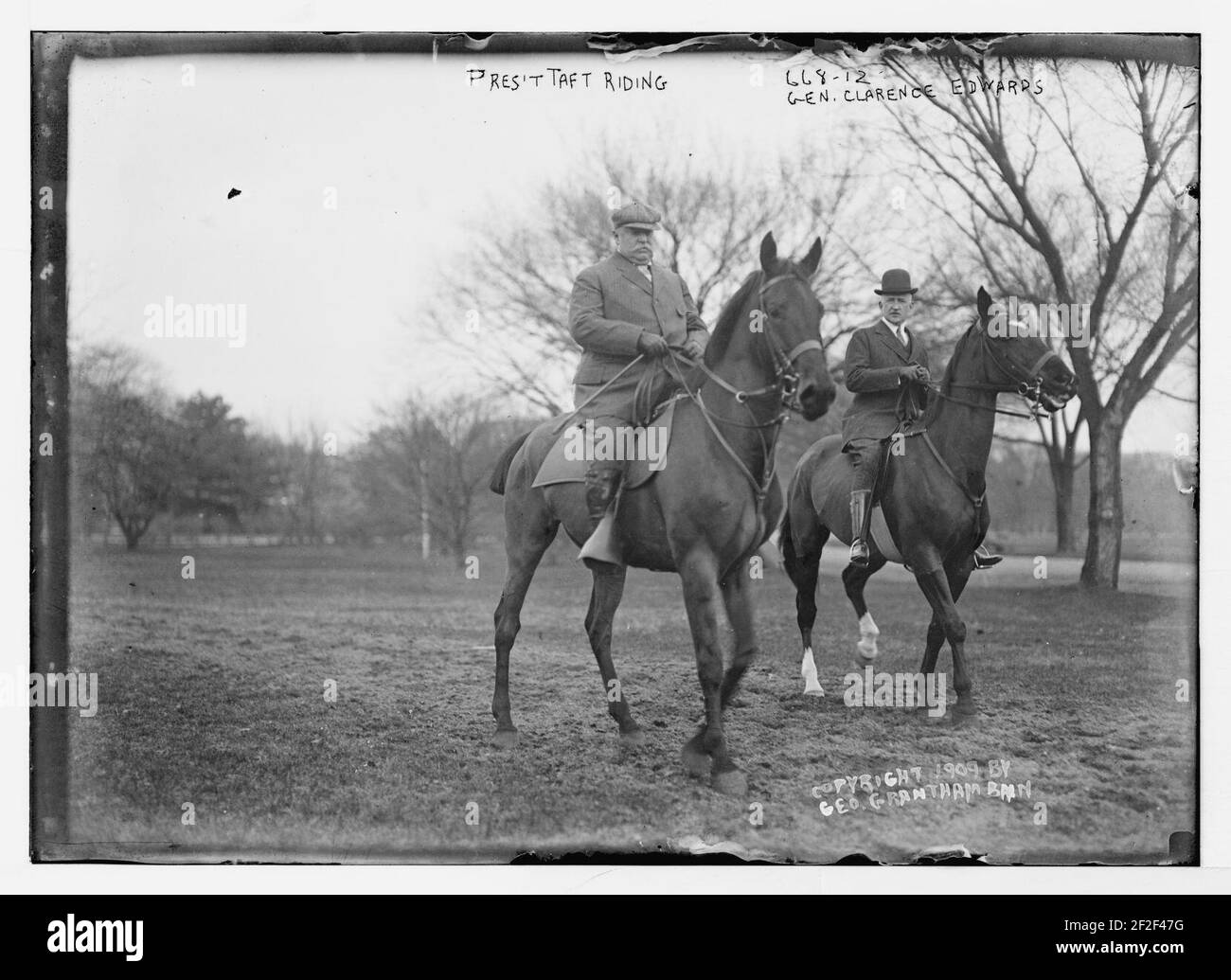 Presidente Taft e Gen. Clarence Edwards a cavallo Foto Stock