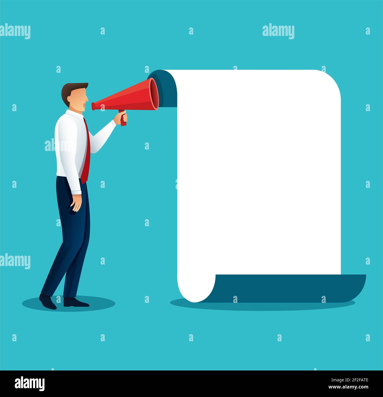 altoparlante megafono per uomo d'affari. Concetto di marketing o pubblicità Foto Stock