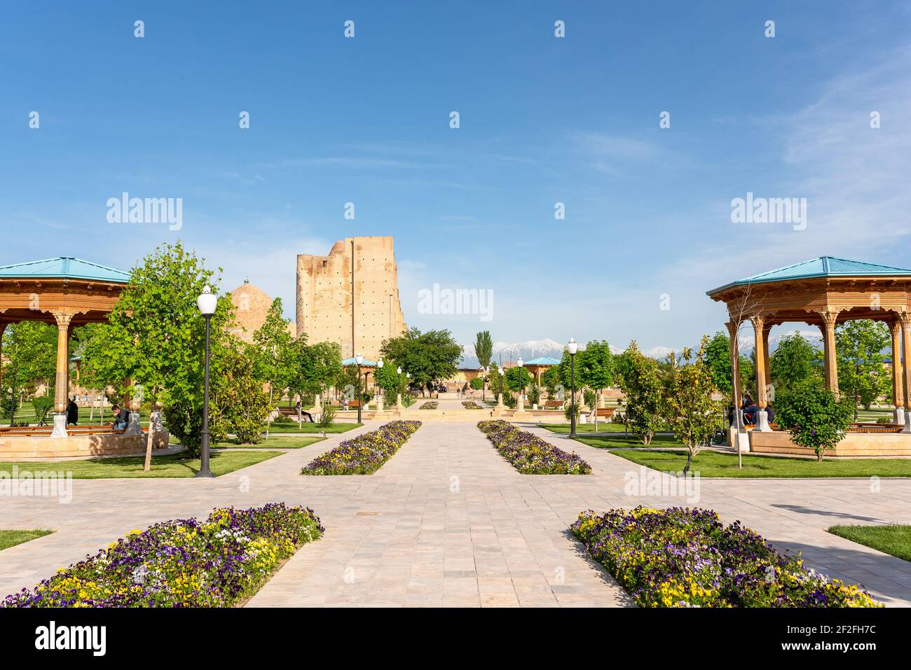 Rovine del Palazzo d'Estate di Timur, Ak Sarai a Schar-e SABS, Uzbekistan Foto Stock
