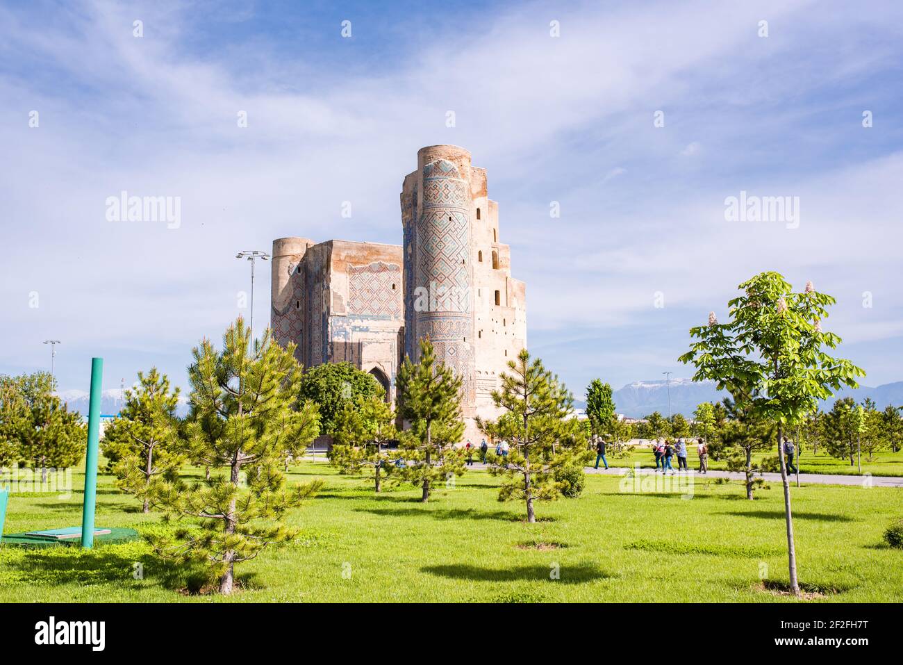 Rovine del Palazzo d'Estate di Timur, Ak Sarai a Schar-e SABS, Uzbekistan Foto Stock