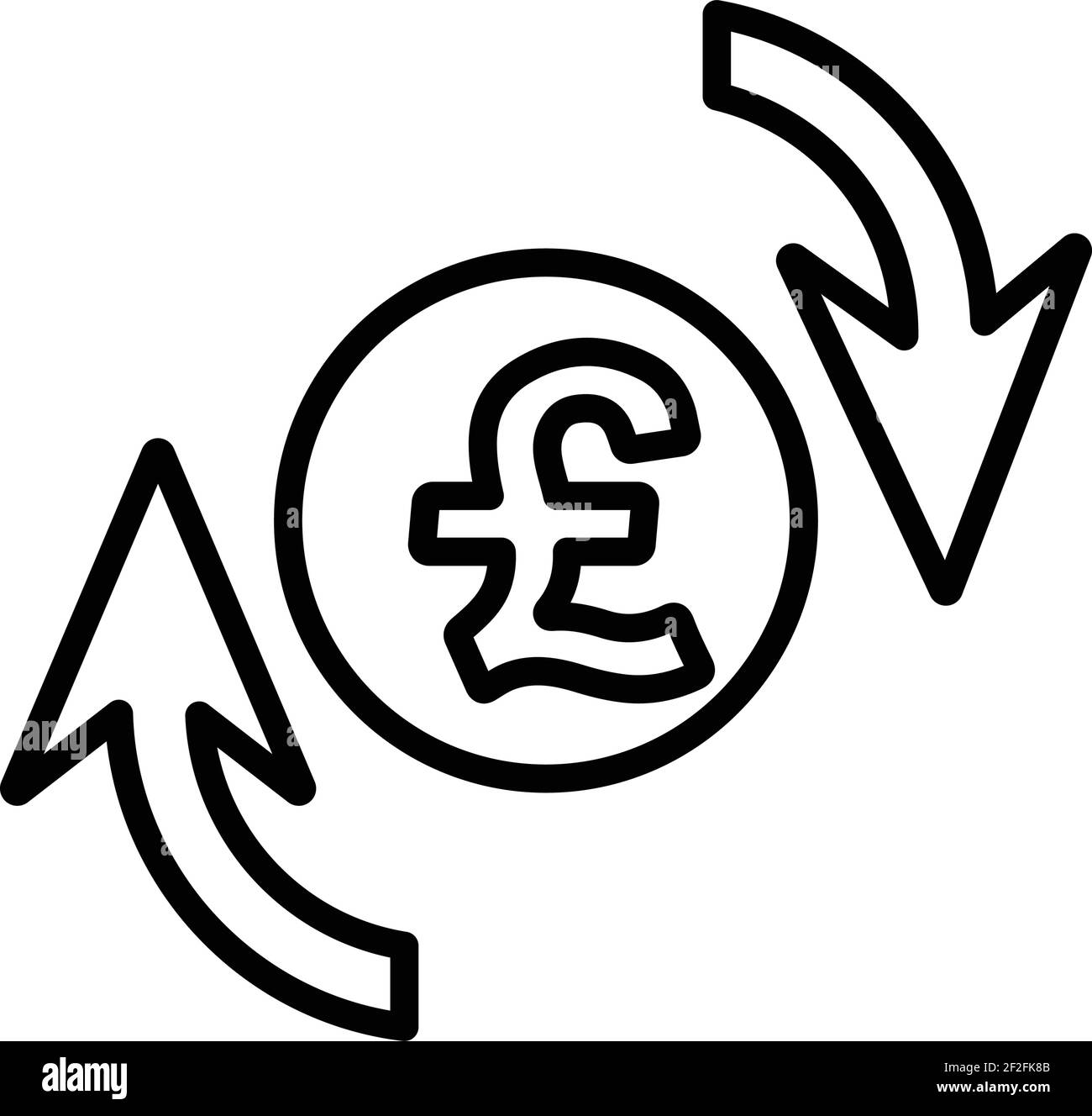 icona di aggiornamento della rotazione sterlina. Ben organizzato e modificabile Vector design utilizzando in scopi commerciali, supporti di stampa, web o qualsiasi tipo di disegno pr Illustrazione Vettoriale