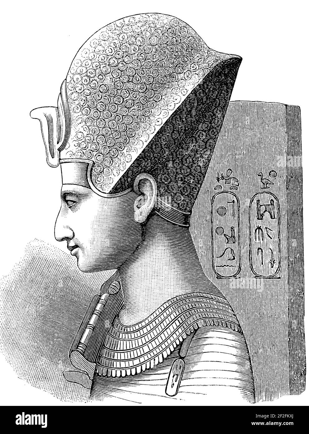 Ramses II, chiamato anche Ramses il Grande, c. 1303 a.C. - 27 giugno 1213 a.C., fu il terzo antico re egiziano, faraone, della XIX dinastia del nuovo Regno, capo della statua di Torino, Italia, nel 1880 / Ramses II, auch Ramses der Große genannt, um 1303 v. Chr - 27. Juni 1213 contro Chr., war der dritte altägyptische König, Pharao, aus der 19. Dynastie des Neuen Reichs, Kopf der statue a Torino, Italien, im Jahre 1880, Historisch, storico, Riproduzione digitale migliorata di un originale del 19 ° secolo / digitale Reproduktion einer Originalvollage aus dem 19. Jahrhundert, Foto Stock