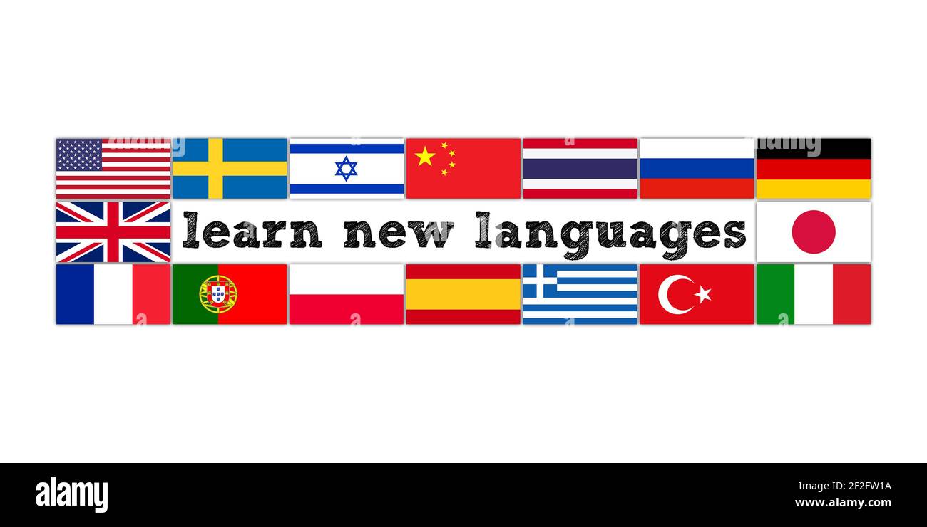 Imparare una nuova lingua - messaggio concettuale Foto Stock