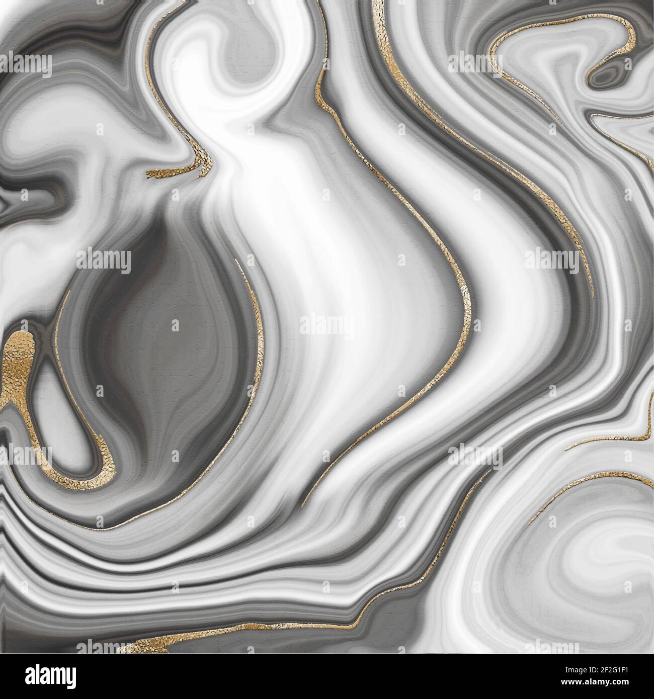 Bel marmo grigio astratto agate con venature dorate. Effetto di marmorizzazione fluido. Illustrazione Foto Stock