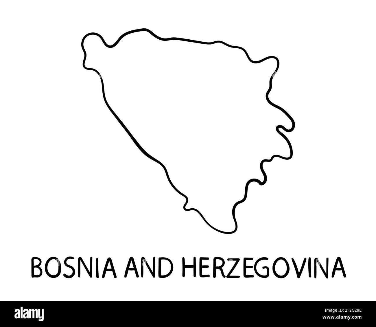 Mappa di Bosnia ed Erzegovina - Illustrazione disegnata a mano Foto Stock