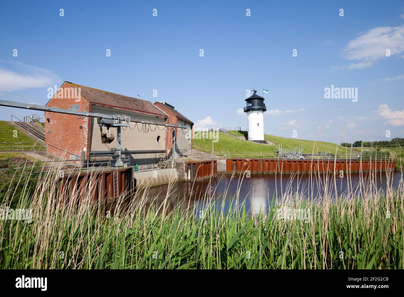 Faro Fat Berta, Altenbruch, Elbe Foto Stock