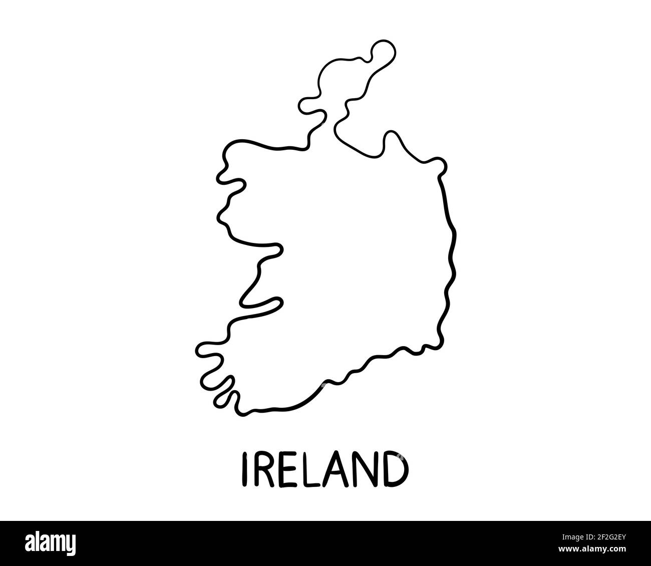 Mappa dell'Irlanda - Illustrazione disegnata a mano Foto Stock