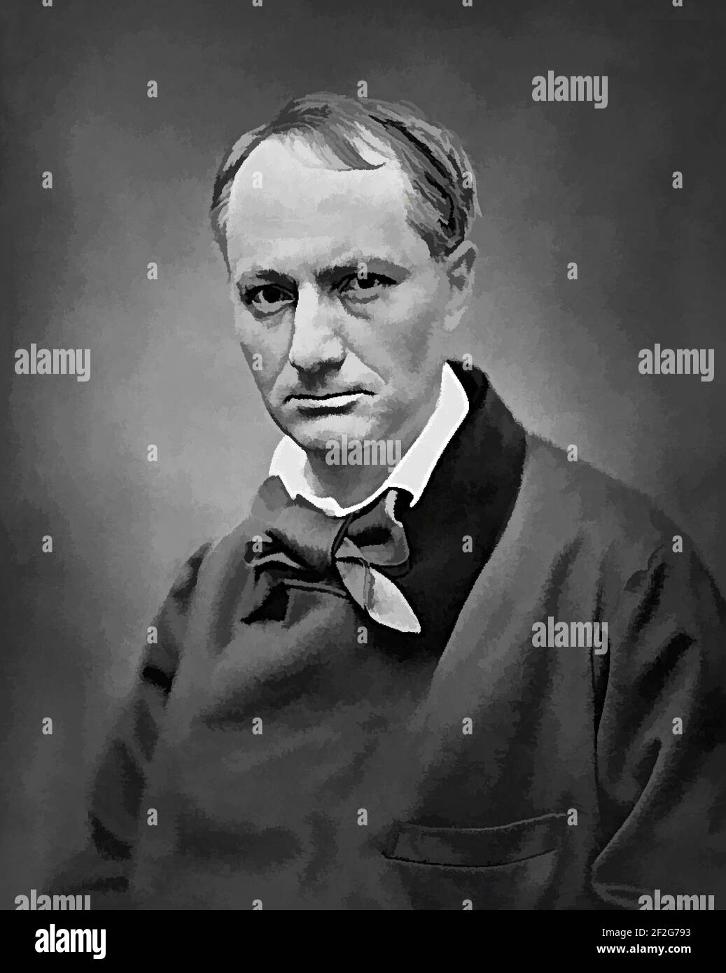 Charles Pierre Baudelaire, 1821 – 1867, poeta francese, ritratto di Étienne Carjat, 1863, modificato digitalmente Foto Stock
