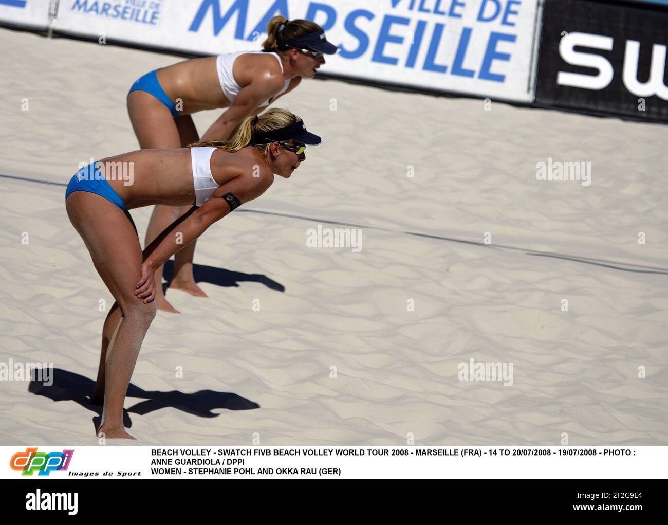 BEACH VOLLEY - SWATCH FIVB BEACH VOLLEY WORLD TOUR 2008 - MARSIGLIA (FRA) - DAL 14 AL 20/07/2008 - 19/07/2008 - FOTO : ANNE GUARDIOLA / DPPI DONNE - STEPHANIE POHL E OKKA RAU (GER) Foto Stock