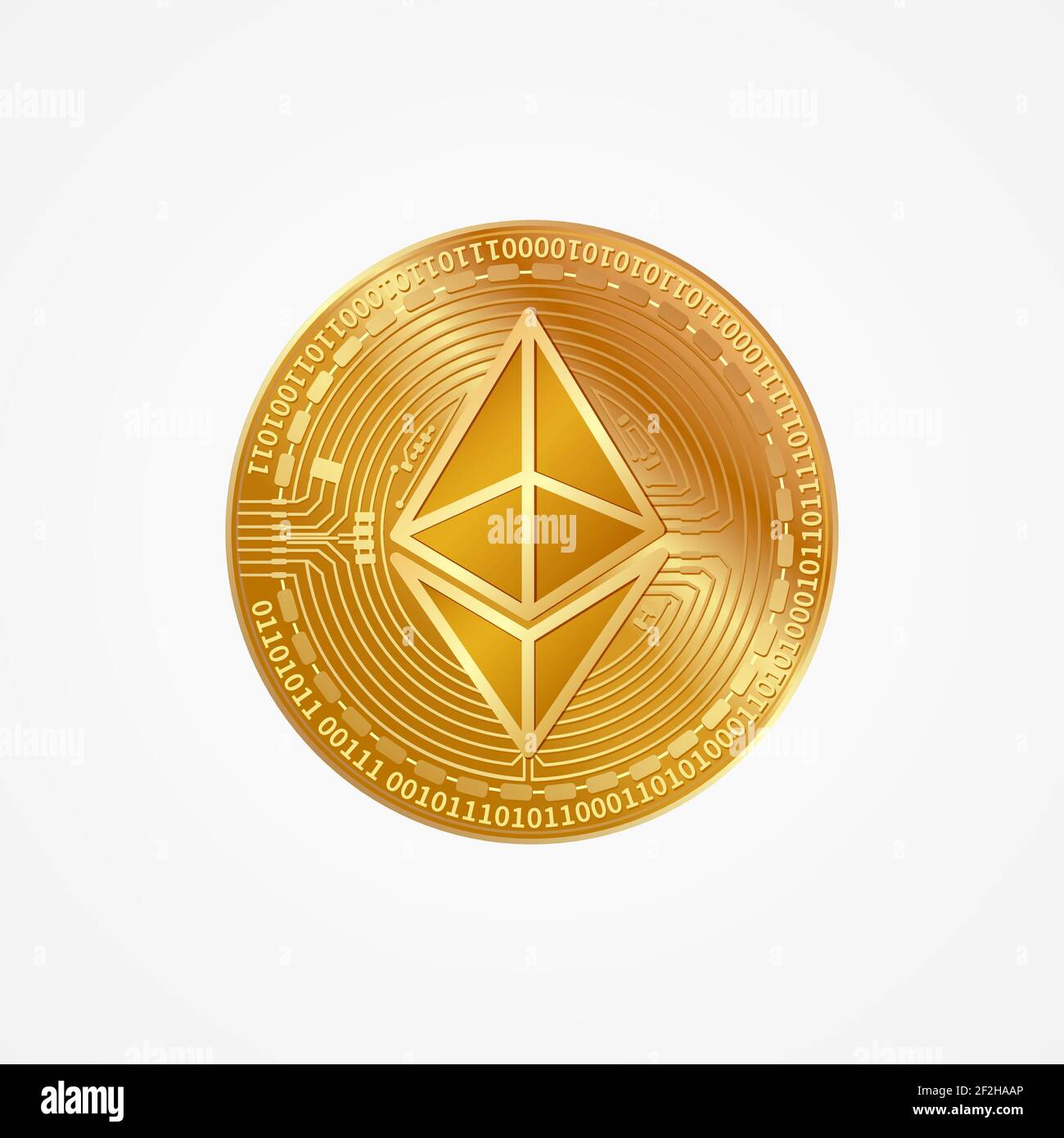 Moneta etereo - vettore di logo criptovalente isolato su sfondo bianco. Illustrazione Vettoriale