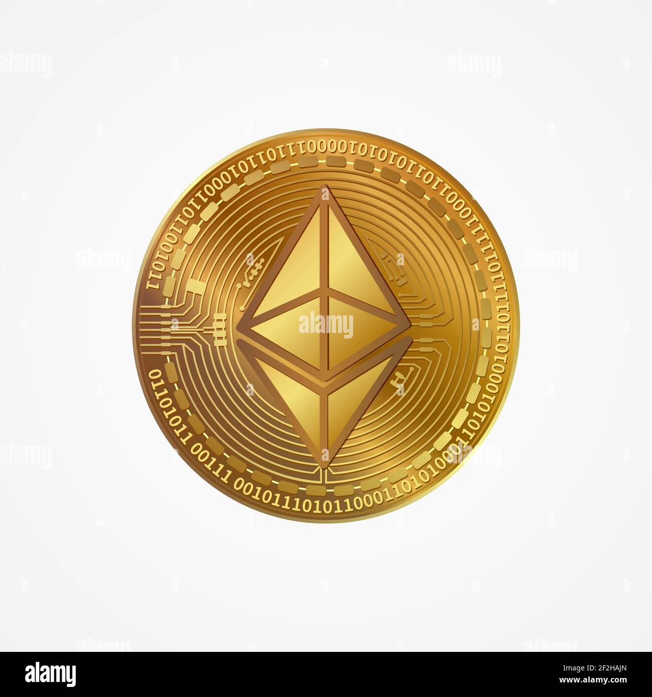 Moneta etereo - vettore di logo criptovalente isolato su sfondo bianco. Illustrazione Vettoriale