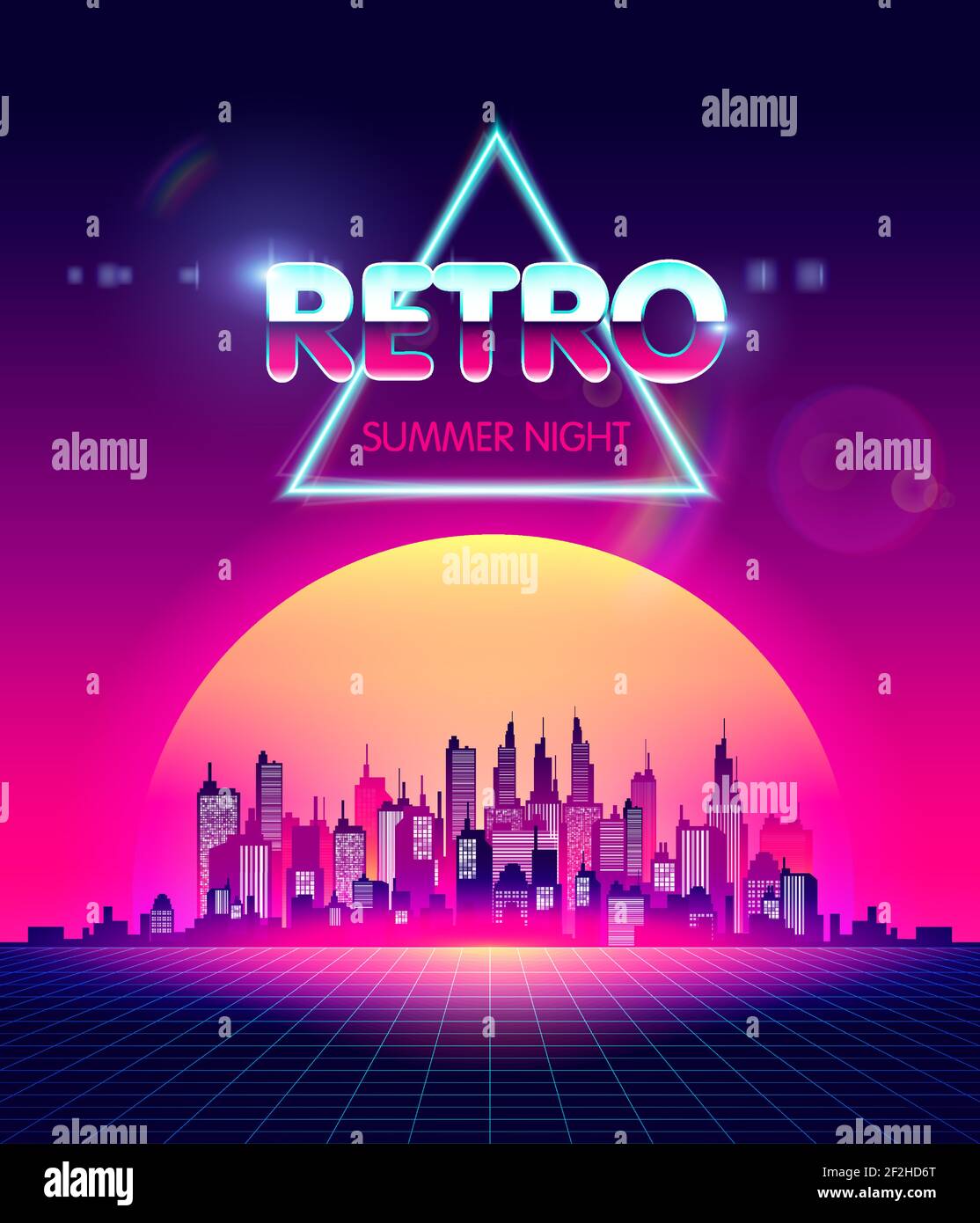 Retrò futuro degli anni '80 retro futuristico sfondo stile. Illustrazione Vettoriale