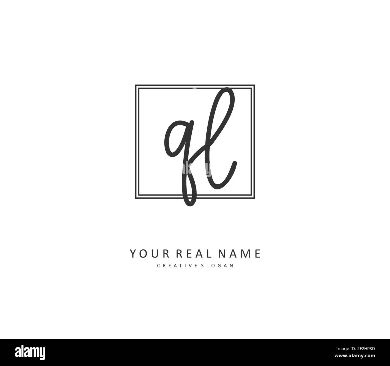 LETTERA INIZIALE E logo della firma QL. Un logo iniziale di calligrafia concettuale con elemento modello. Illustrazione Vettoriale