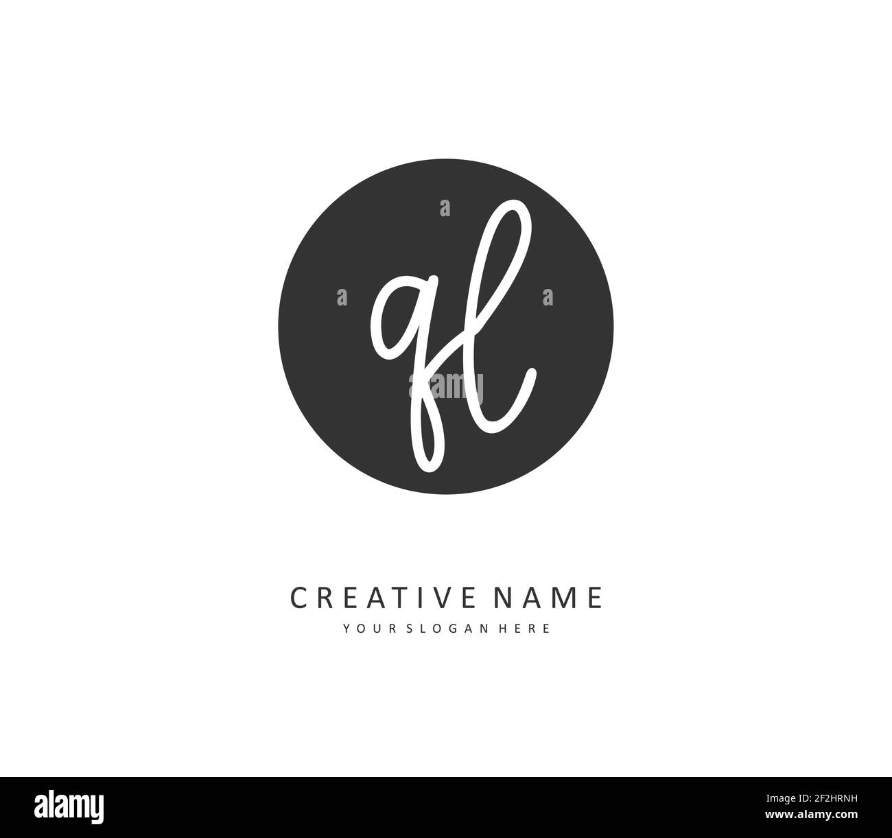 LETTERA INIZIALE E logo della firma QL. Un logo iniziale di calligrafia concettuale con elemento modello. Illustrazione Vettoriale