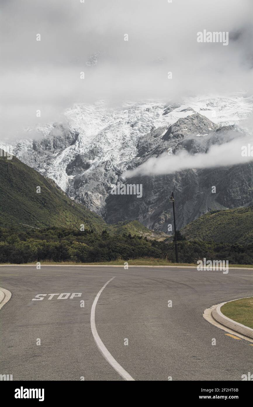 Sosta presso il monte Cook, Isola del Sud, Nuova Zelanda Foto Stock