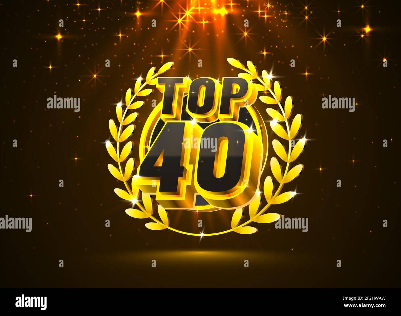 Top 40 miglior podio segno premio, oggetto d'oro. Illustrazione vettoriale Illustrazione Vettoriale