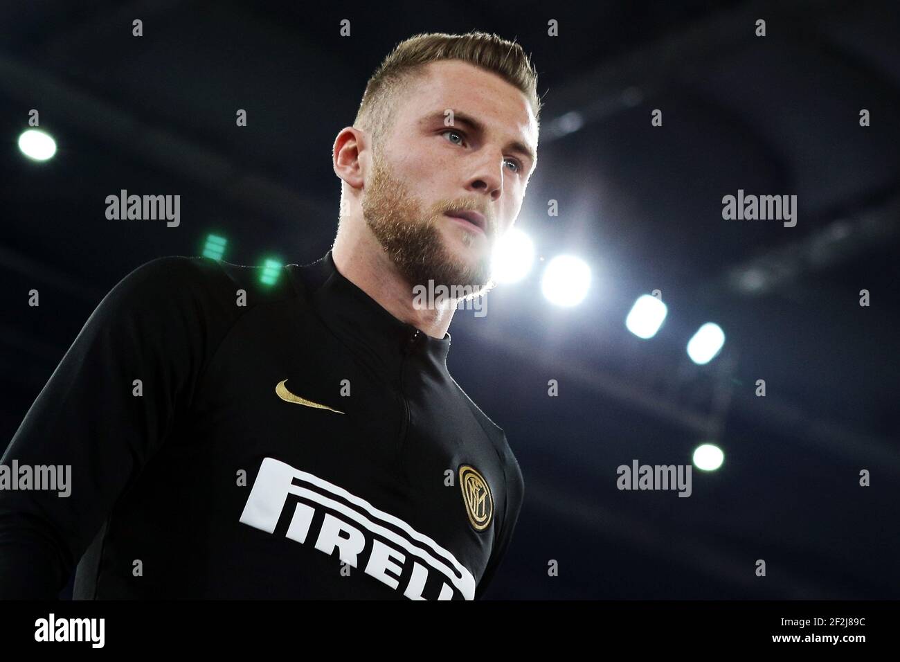 Milano Skriniar dell'Internazionale prima del campionato italiano Serie A Football Match tra SS Lazio e FC Internazionale il 16 febbraio 2020 allo Stadio Olimpico di Roma - Foto Federico Proietti / DPPI Foto Stock