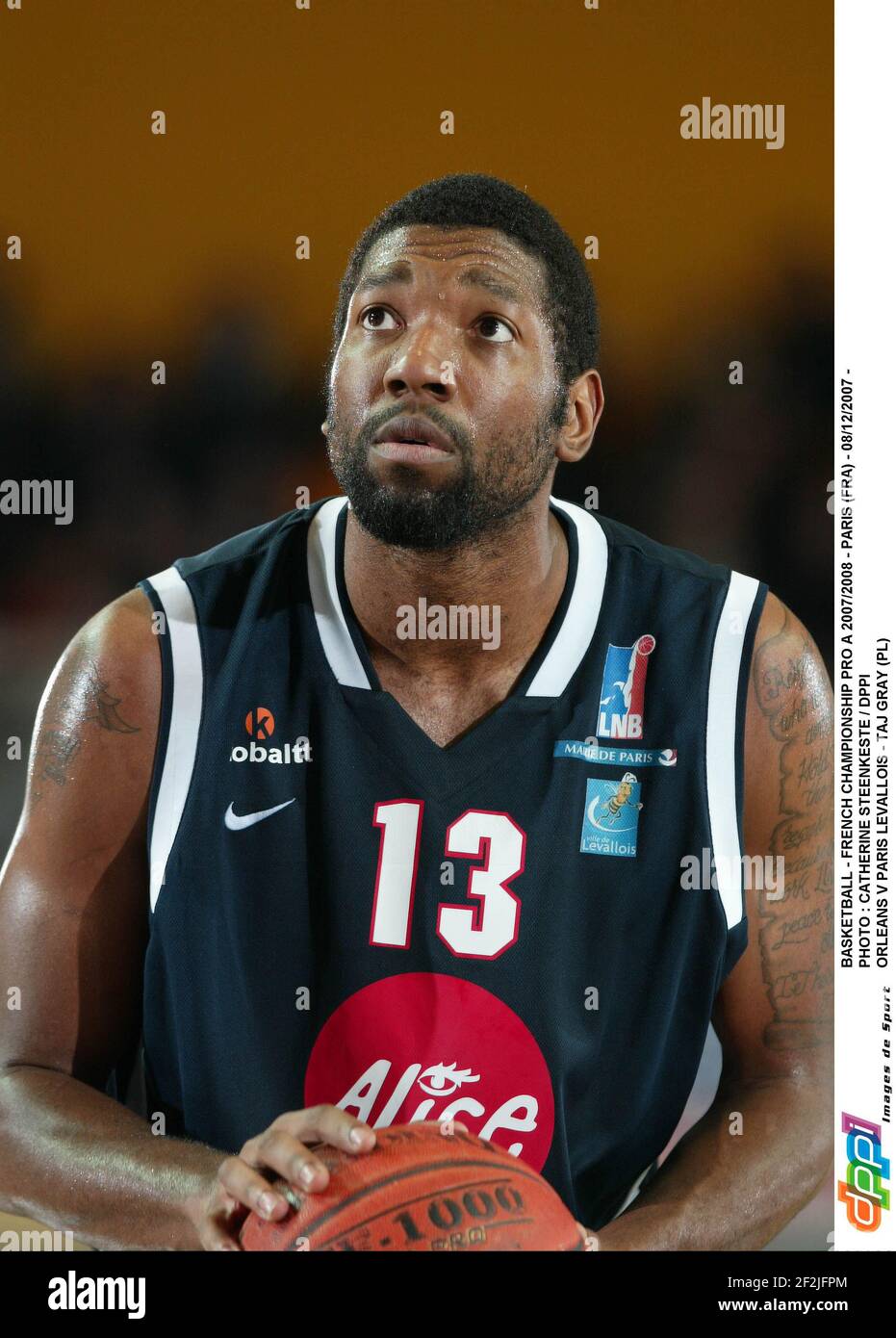 BASKETBALL - CAMPIONATO FRANCESE PRO A 2007/2008 - PARIGI (FRA) - 08/12/2007 - PHOTO : CATHERINE STEENKESTE / DPPI ORLEANS V PARIS LEVALLOIS - TAJ GRIGIO (PL) Foto Stock