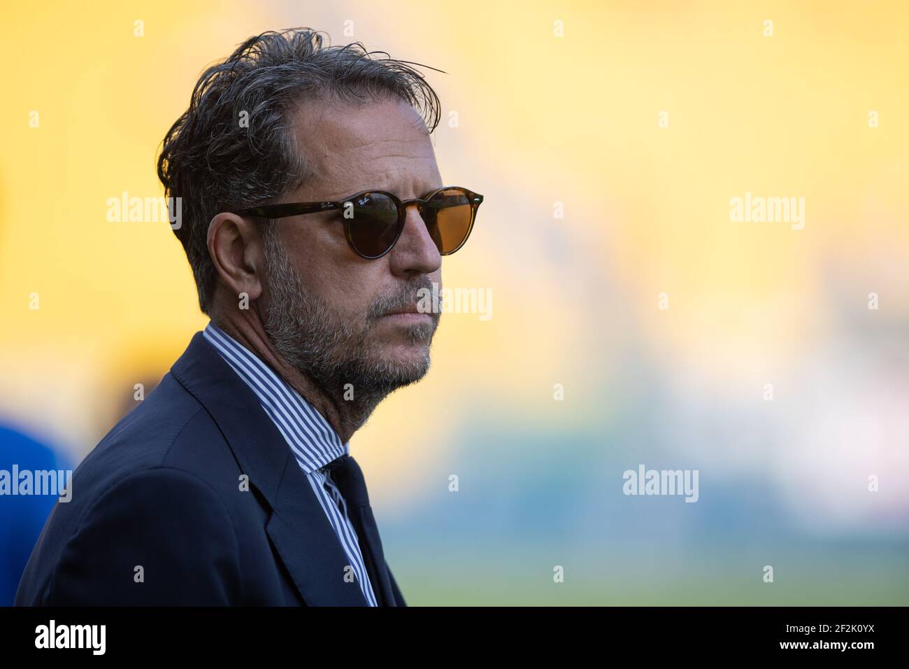 Fabio Paratici durante la Serie Italiana UNA partita di calcio Parma contro Juventus il 24 agosto 2019 allo stadio Ennio-Tardini di Parma. Foto Morgese/Rossini/DPPI Foto Stock