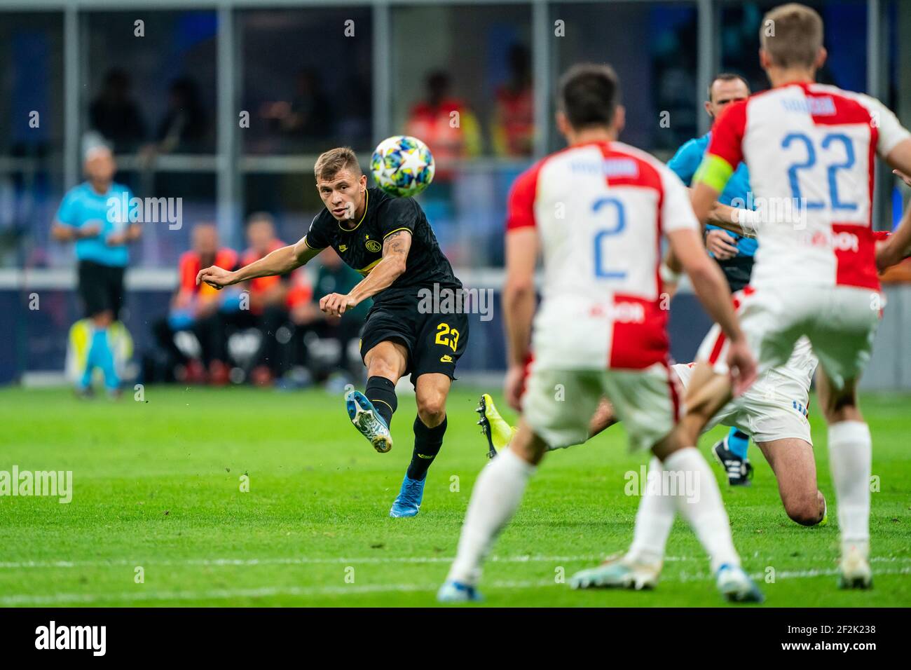 Nicolò Barella di Inter durante la partita di calcio del Gruppo F UEFA Champions League Inter Milan vs Slavia Praga il 17 settembre 2019 allo stadio San Siro di Milano. Foto Morgese/Rossini/DPPI Foto Stock