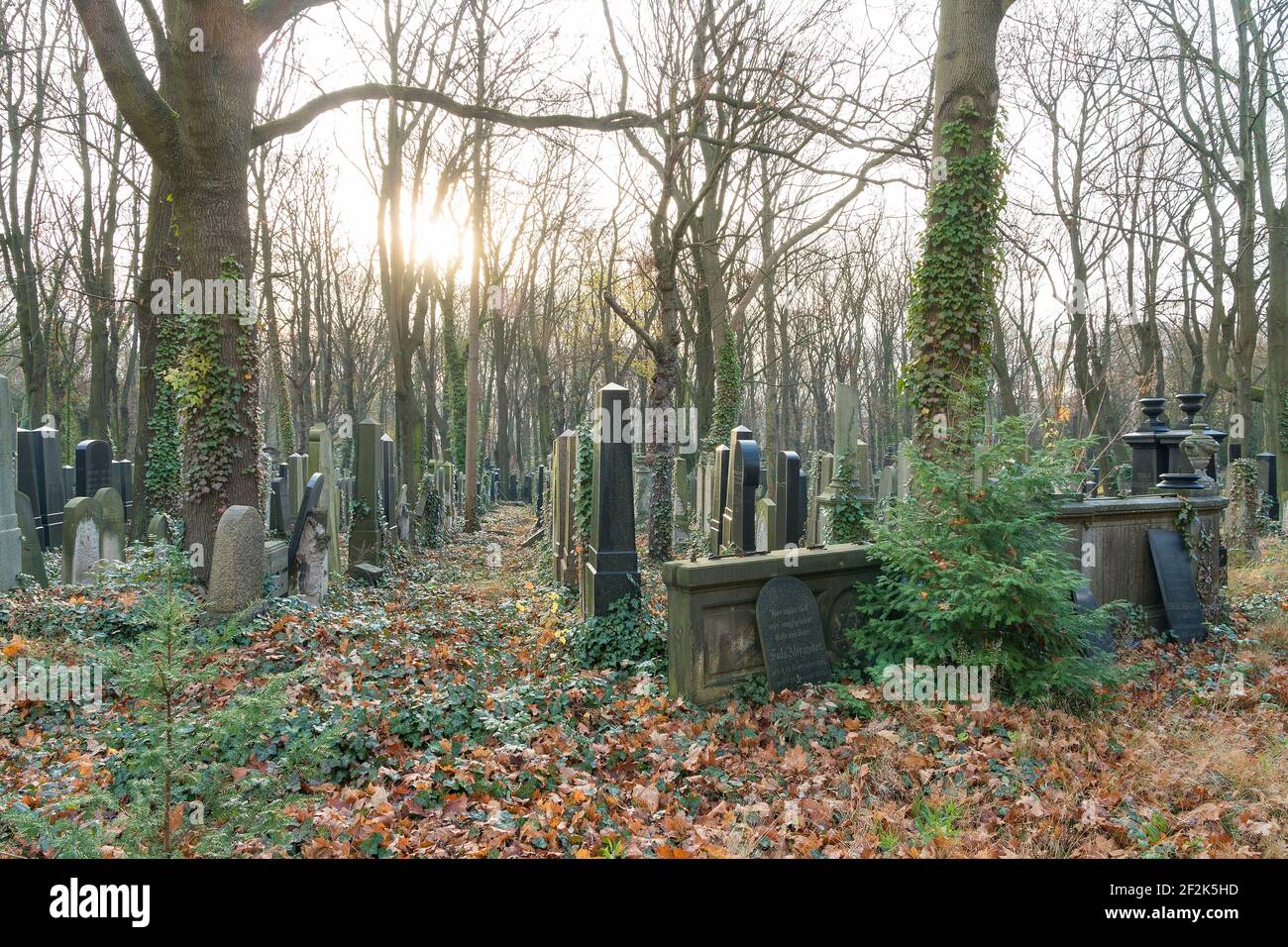 Berlino, cimitero ebraico Berlino Weissensee, umore autunnale Foto Stock