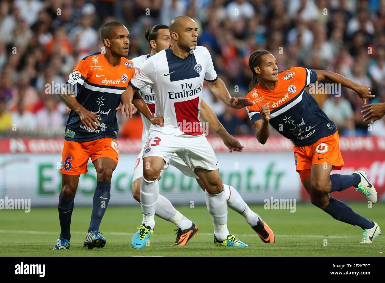 Calcio - campionato francese 2013/2014 - L1 - Montpellier HSC v Paris Saint Germain il 09 agosto 2013 a Montpellier, Francia - Foto Manuel Blondau / AOP Press / DPPI - Alex (C) di Parigi Saint Germain Foto Stock