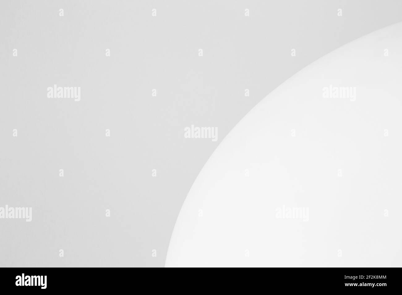 Primo piano vista minimalista di un uovo d'anatra bianco contro uno sfondo grigio Foto Stock