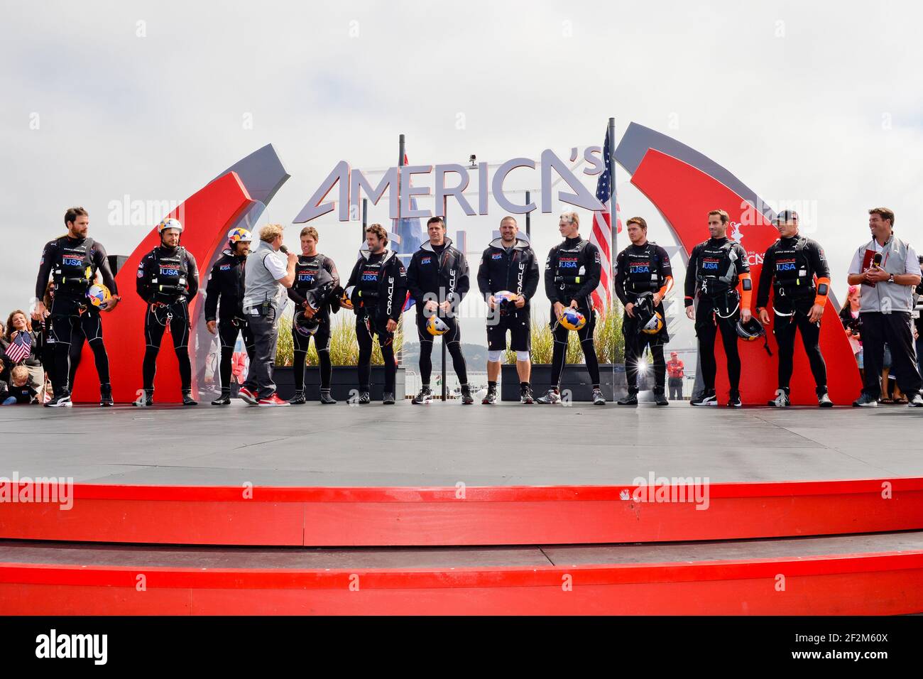 Presentazione della squadra con ben Ainslie, nominato stratega invece di John Kostecki - qui prima del quinto giorno della Coppa America 34 in barca a vela da San Francisco (Stati Uniti occidentali), 14 settembre 2013 - Foto : Christophe Favreau / DPPI - Foto Stock