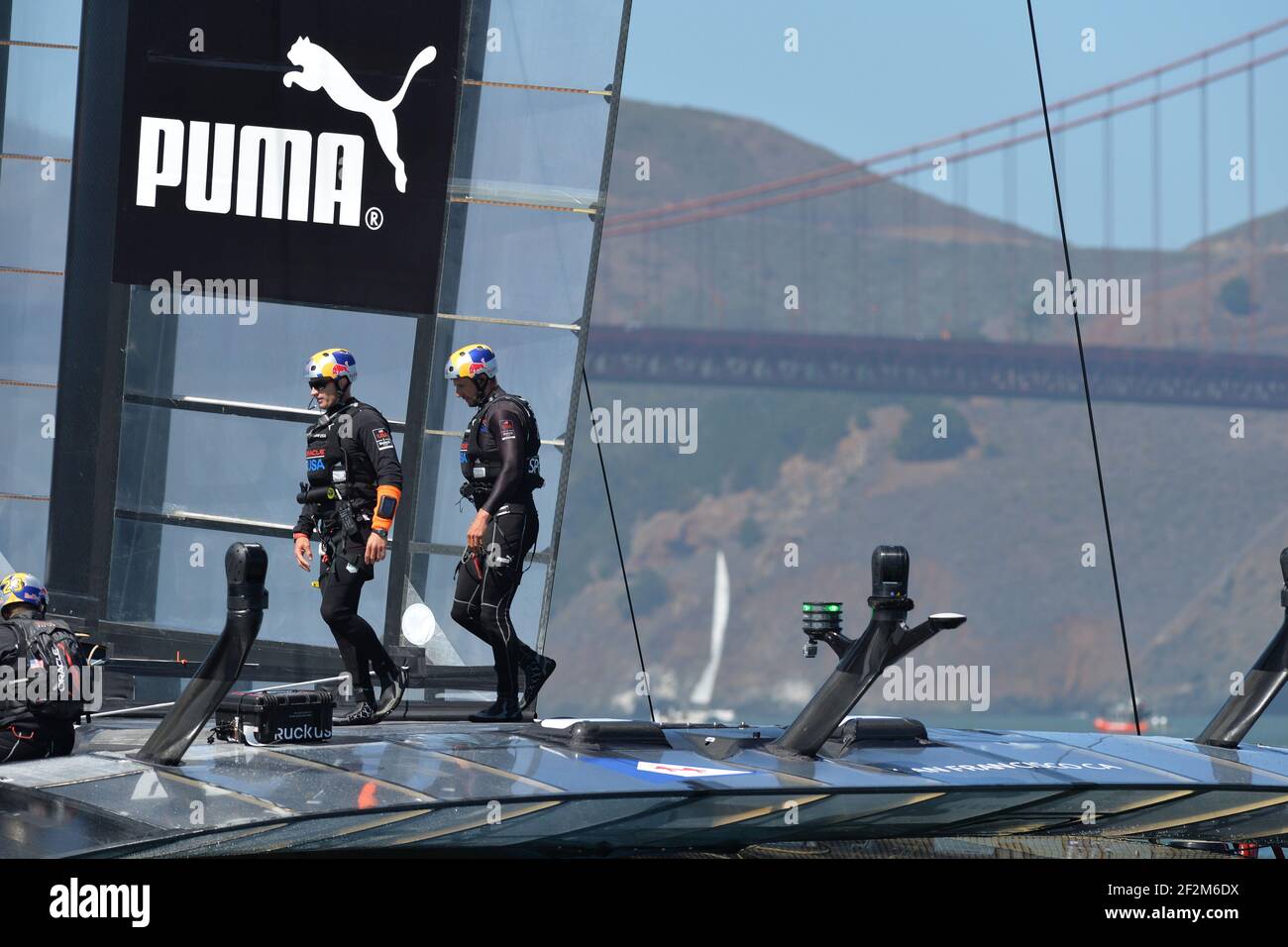 James Spithill / Skipper del Defender Oracle Team USA il giorno otto della Coppa America 34 vela fuori San Francisco (Stati Uniti occidentali), 19 settembre 2013 - Foto : Christophe Favreau / DPPI - Foto Stock