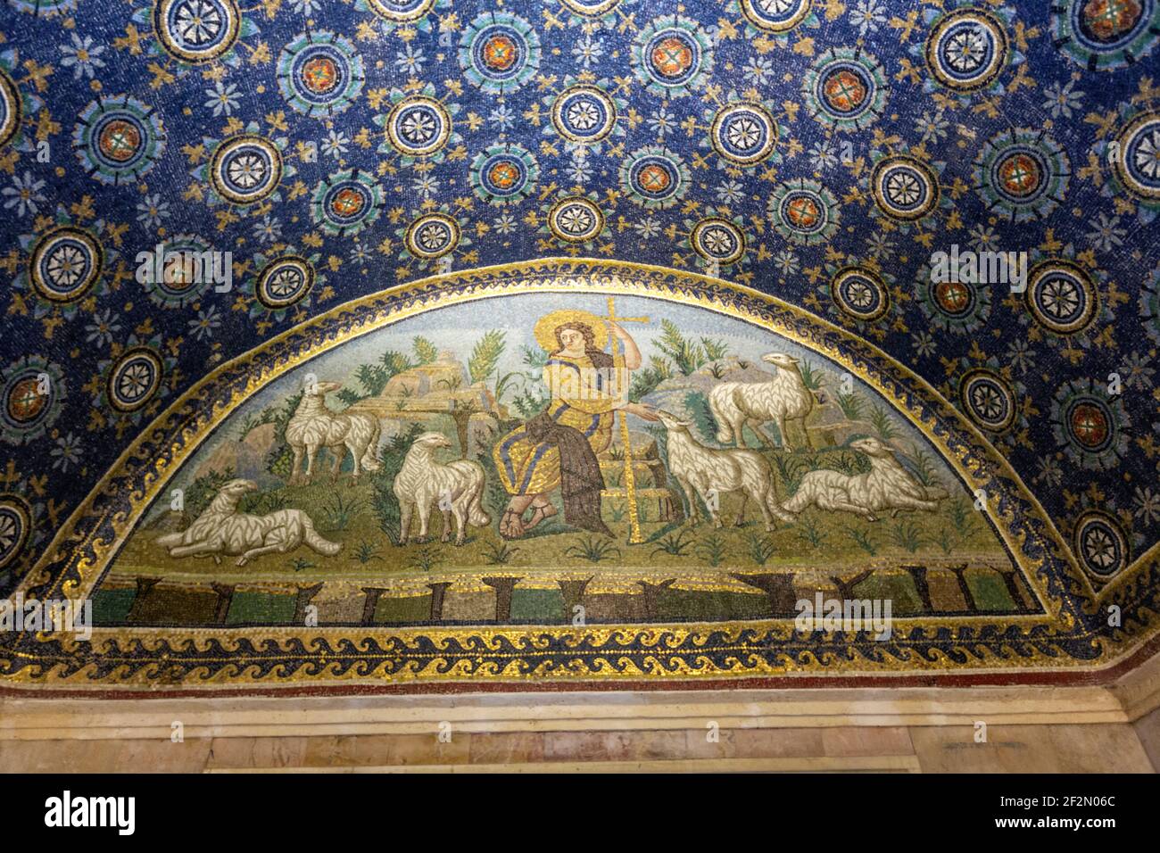 Il buon Pastore, Mausoleo di Galla Placidia mosaici da soffitto