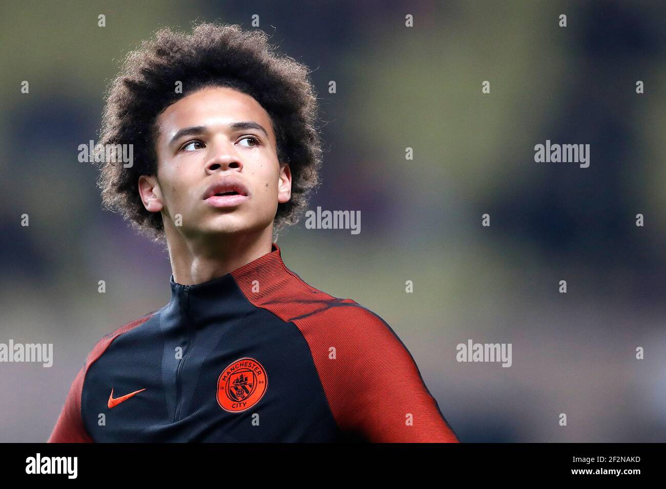 Leroy Sane, centrocampista tedesco di Manchester City, si riscalda prima della partita di calcio della UEFA Champions League tra MONACO e Manchester City il 15 marzo 2017 allo stadio Louis II di Monaco - Photo Benjamin Cremel / DPPI Foto Stock