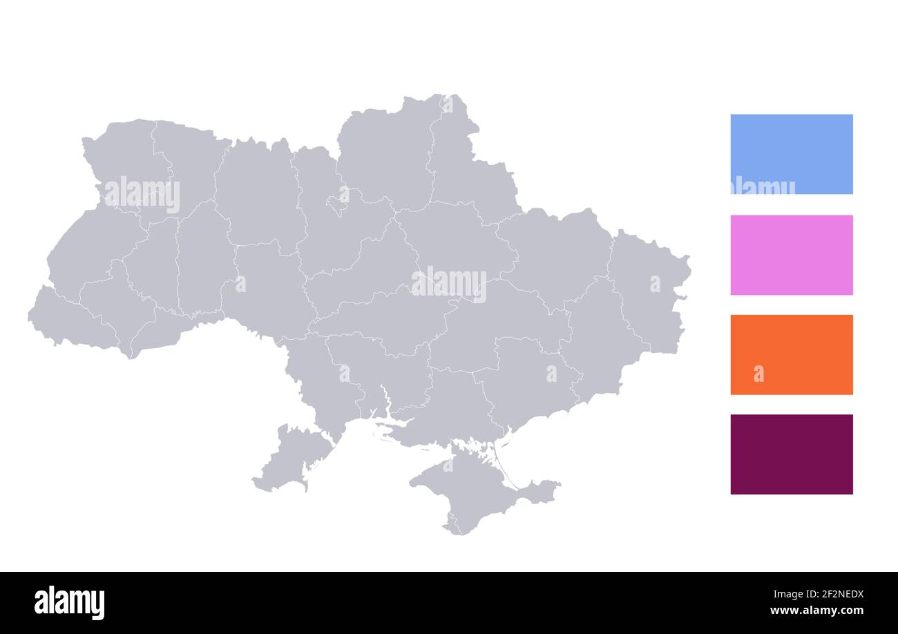 Infografiche della mappa Ucraina, singole regioni vuote Foto Stock