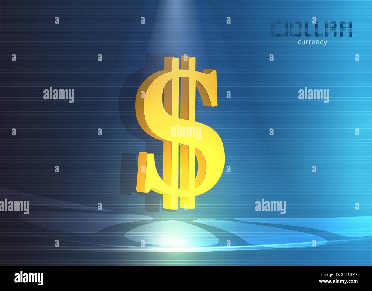 Fondo del dollaro criptovaluta, moderno luminoso chiaro vettore blu luci Illustrazione Vettoriale