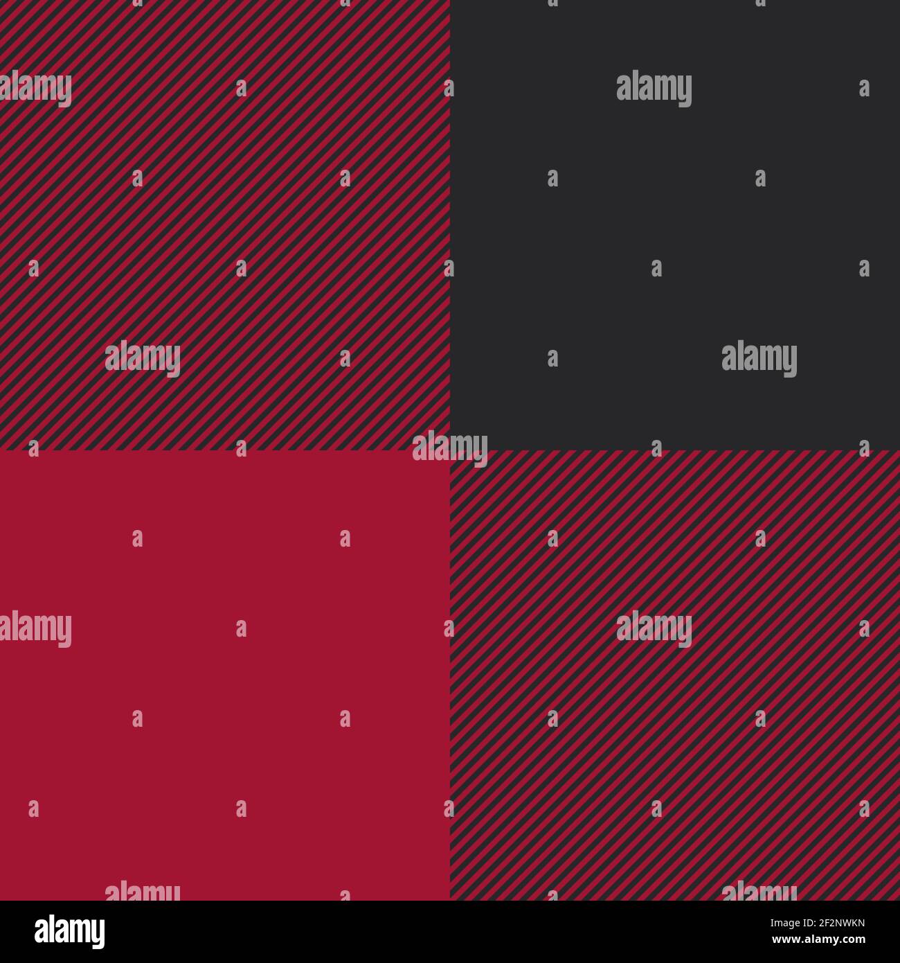 Illustrazione vettoriale senza giunture con motivo Buffalo Plaid. Nero e rosso assegno plaid per il design tessile moda. Illustrazione Vettoriale