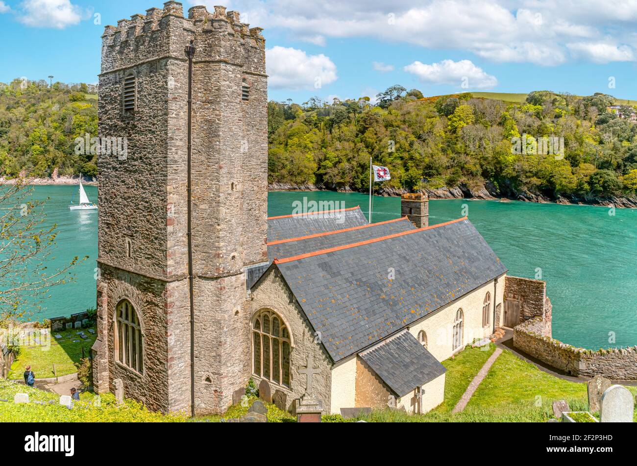 Chiesa di San Petroc al Castello di Dartmouth alla foce dell'estuario di Dart nel Devon, Inghilterra Foto Stock
