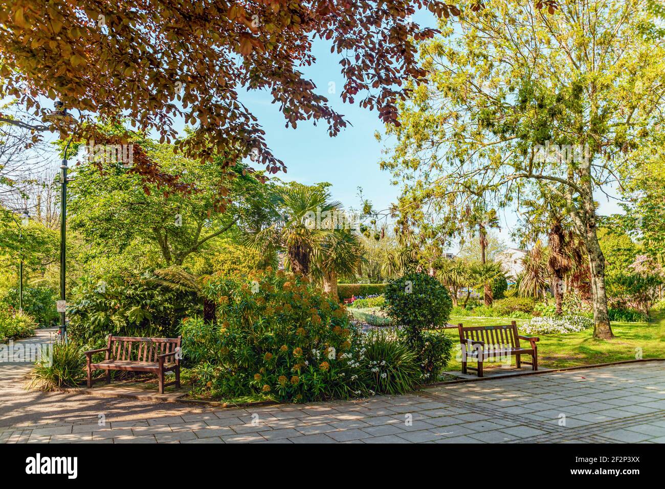 Coronation Park a Dartmouth Harbour, Devon, Inghilterra, Regno Unito in primavera Foto Stock