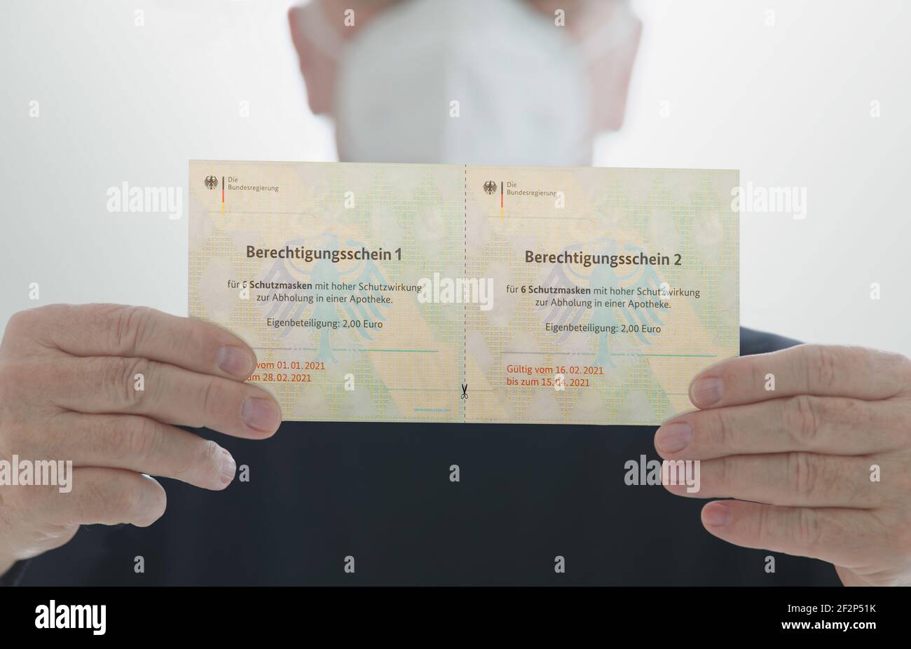 Certificato di autorizzazione per 6 maschere protettive Foto Stock