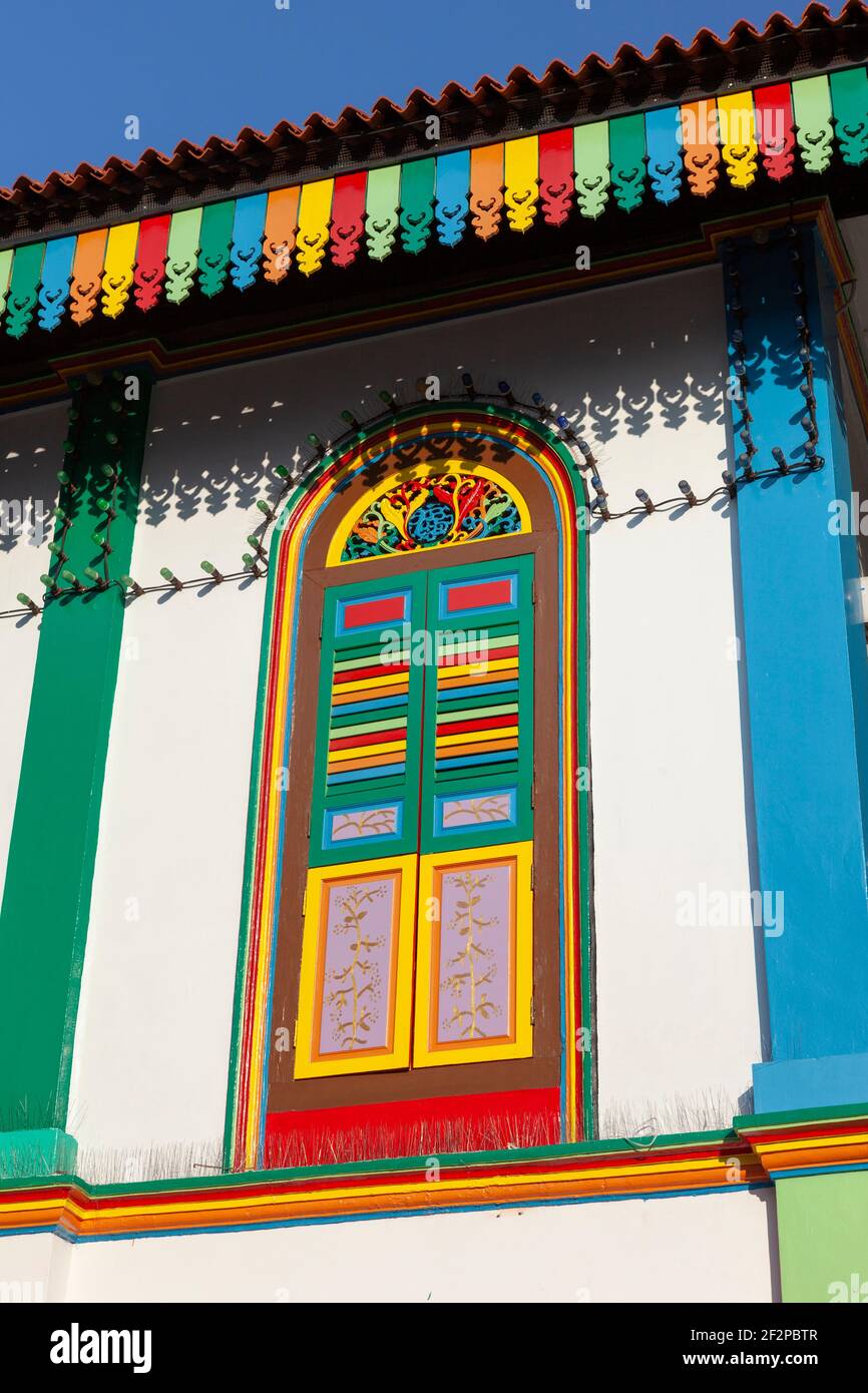 Singapore colorata architettura in Little India. Foto Stock