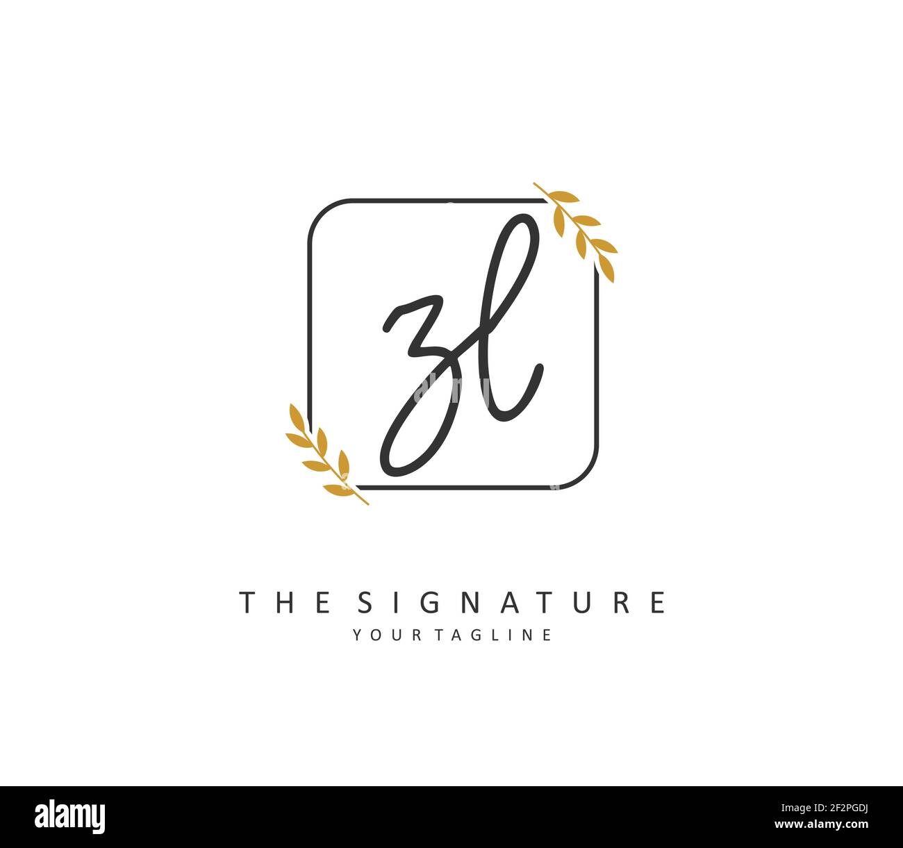 Scritta a mano e logo della firma della lettera iniziale ZL. Un logo iniziale di calligrafia concettuale con elemento modello. Illustrazione Vettoriale