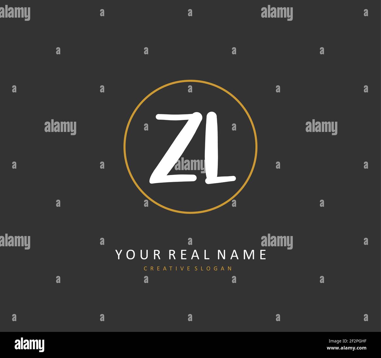 Scritta a mano e logo della firma della lettera iniziale ZL. Un logo iniziale di calligrafia concettuale con elemento modello. Illustrazione Vettoriale