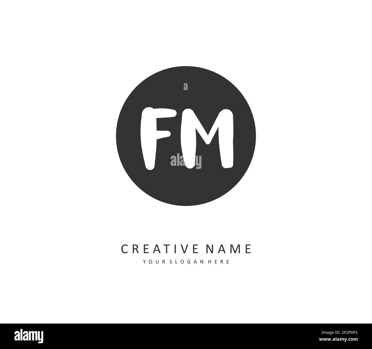 F M FM scritta a mano e logo della firma della lettera iniziale. Un logo iniziale di calligrafia concettuale con elemento modello. Illustrazione Vettoriale