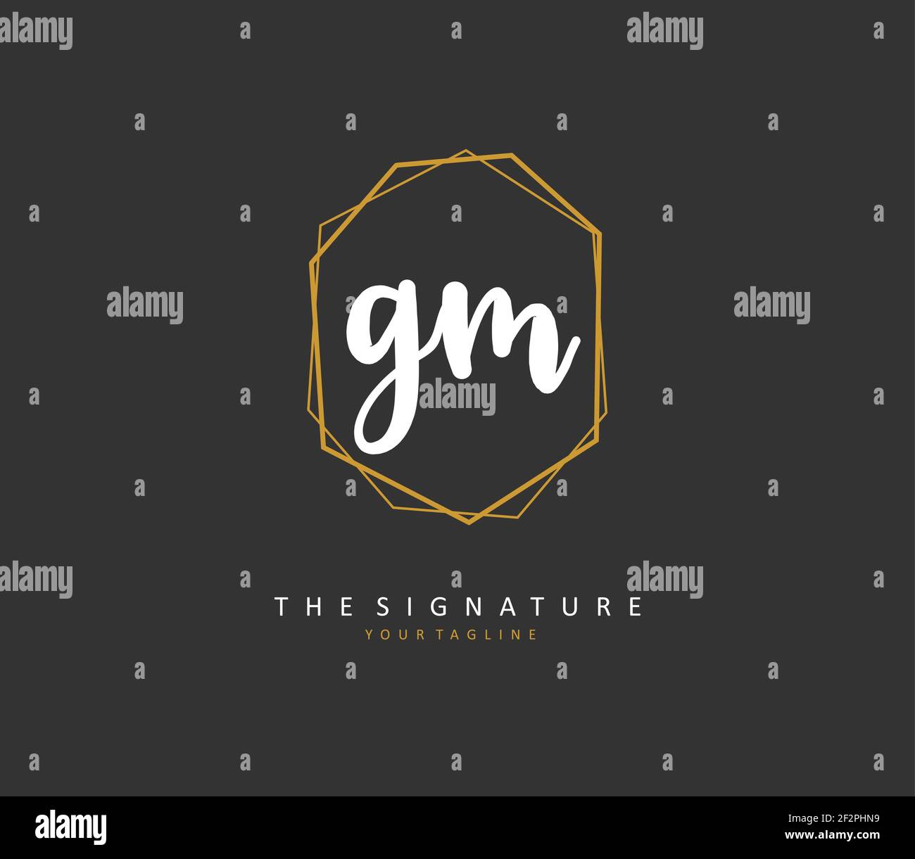 G M GM scrittura a mano della lettera iniziale e logo della firma. Un logo iniziale di calligrafia concettuale con elemento modello. Illustrazione Vettoriale