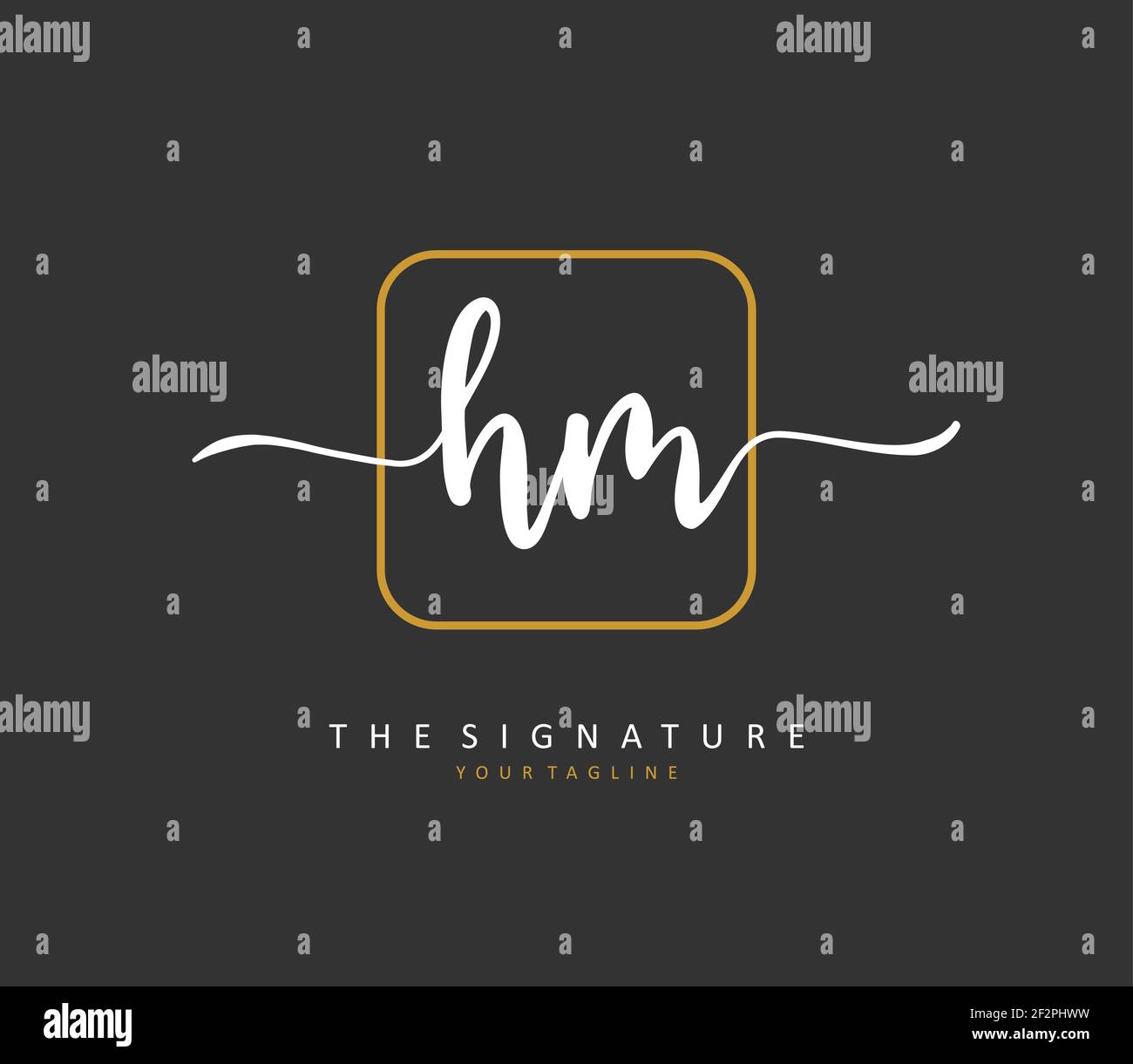 H M HM scrittura a mano della lettera iniziale e logo della firma. Un logo iniziale di calligrafia concettuale con elemento modello. Illustrazione Vettoriale