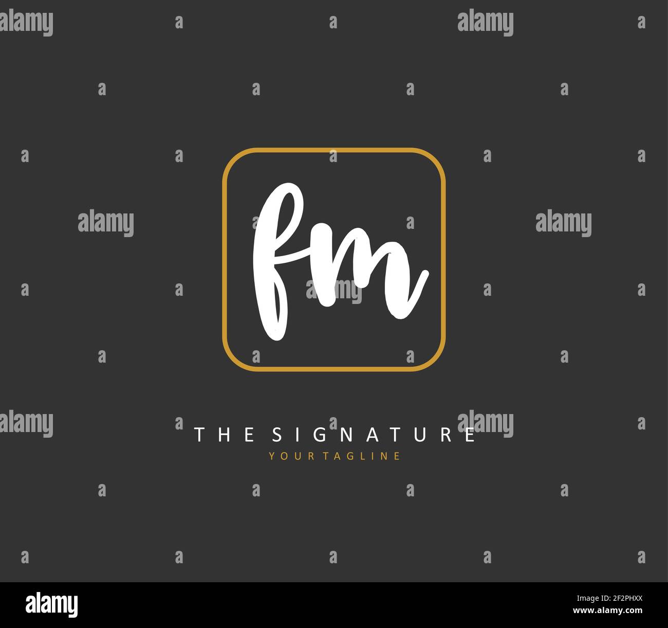 F M FM scritta a mano e logo della firma della lettera iniziale. Un logo iniziale di calligrafia concettuale con elemento modello. Illustrazione Vettoriale