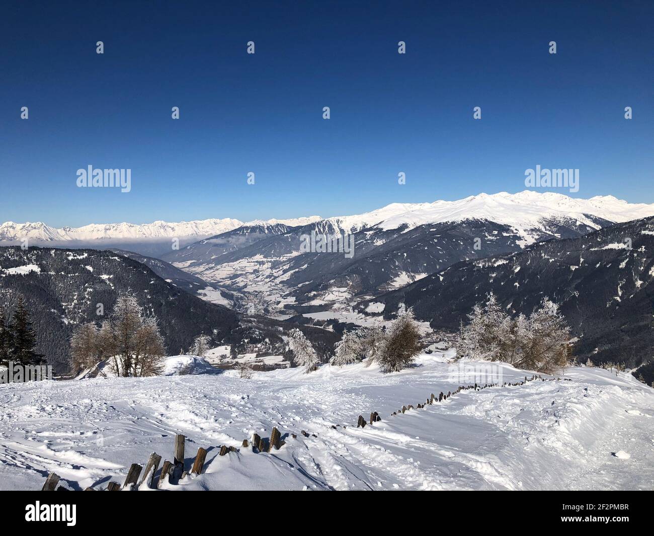 Comprensorio sciistico Bergeralm, pista da sci, paesaggio invernale, natura, Alpi, Wipptal, Passo del Brennero, Innsbruck, Steinach am Brennero, Tirolo, Austria Foto Stock