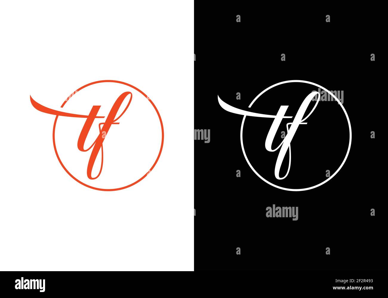 TF Letter Logo Design. Vettore icona lettere T F creative. Illustrazione Vettoriale