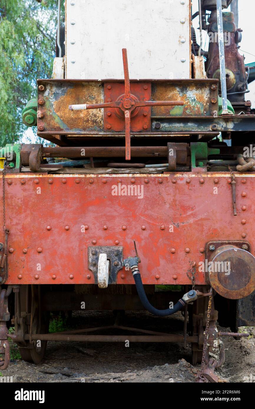 Primo piano della vecchia locomotiva Foto Stock