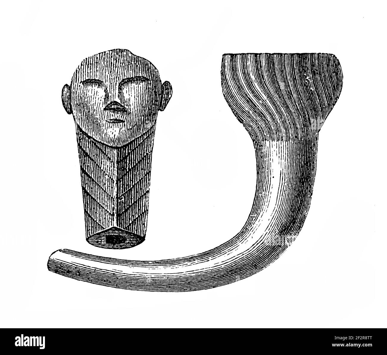 Incisione antica di manufatti indiani. Illustrazione pubblicata in Systematischer Bilder-Atlas zum Conversations-Lexikon, Ikonographische Encyklopedie Foto Stock